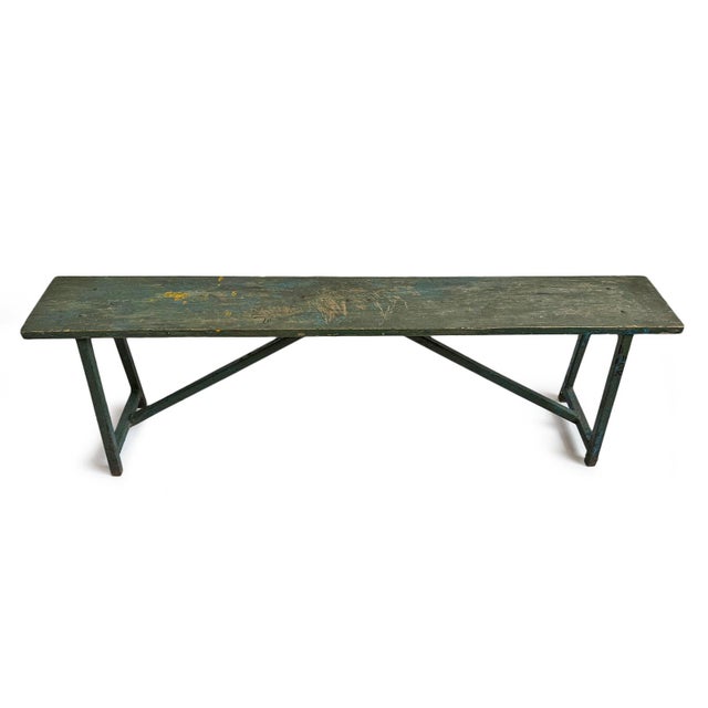 Vintage Wood & Iron School Bench For Sale In Los Angeles - Image 6 of 6