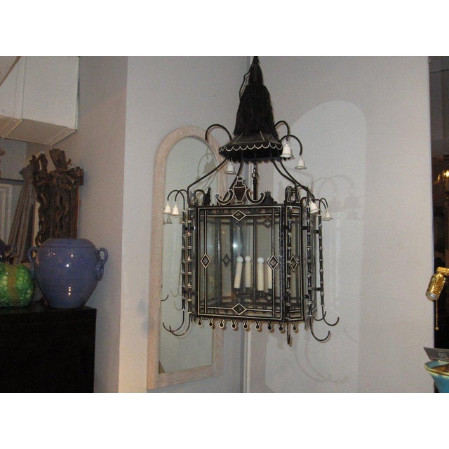 Black and white tole lantern. Can be made to order.