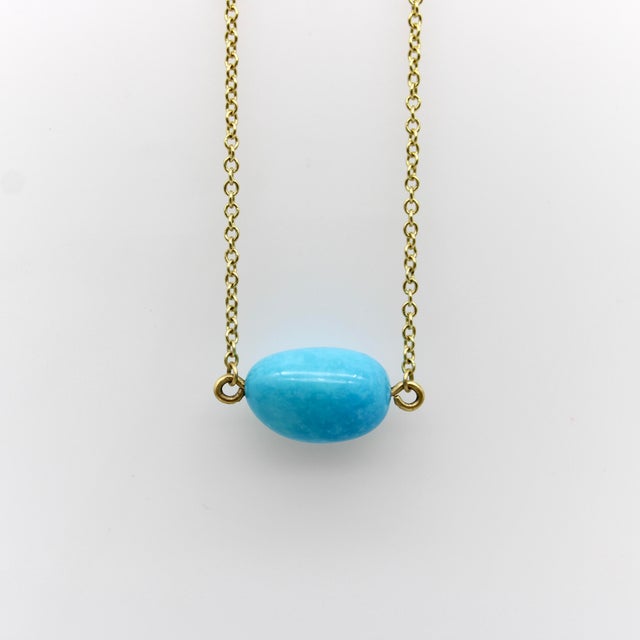 1990s 18k Gold Me & Ro Vintage Turquoise Bead Necklace For Sale - Image 4 of 8