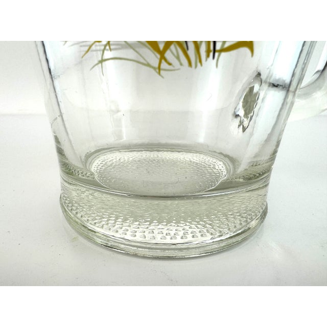 Vintage Mid Century Mallard Duck Glass Pitcher With Hand-Painted Scene For Sale - Image 12 of 14