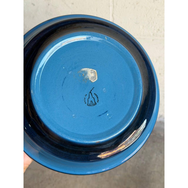 Blue Knabstrup Keramik Blue Ceramic Salad Bowl Deep Glossy Azure Denmark Mid-Century Modern 1960s For Sale - Image 8 of 10