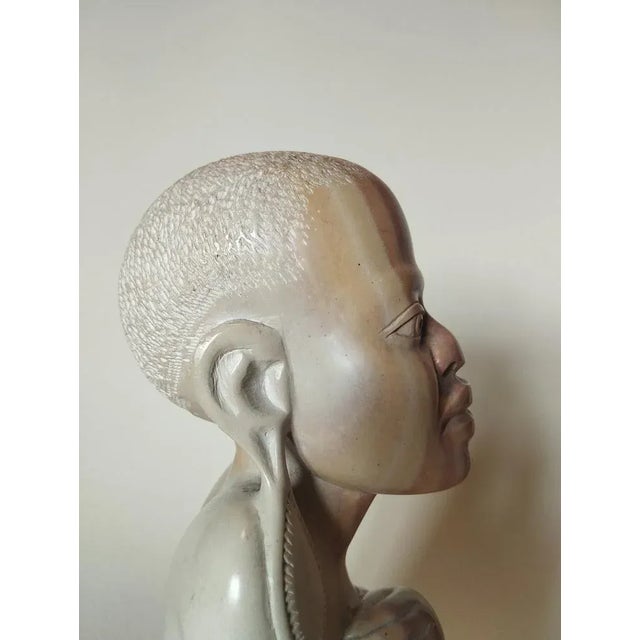1970s Carved Soapstone Maasai Busts, 1970s, Set of 2 For Sale - Image 5 of 9