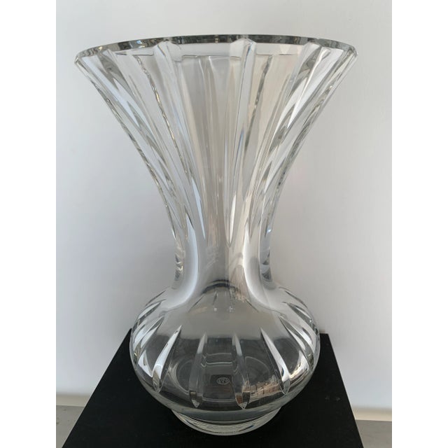 Glass Vintage Large Baccarat Flared Crystal Vase With Deep Cut Fluted Sides For Sale - Image 7 of 13