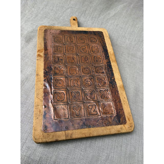 American Antique Copper Alphabet Wood Cutting Board For Sale - Image 3 of 18