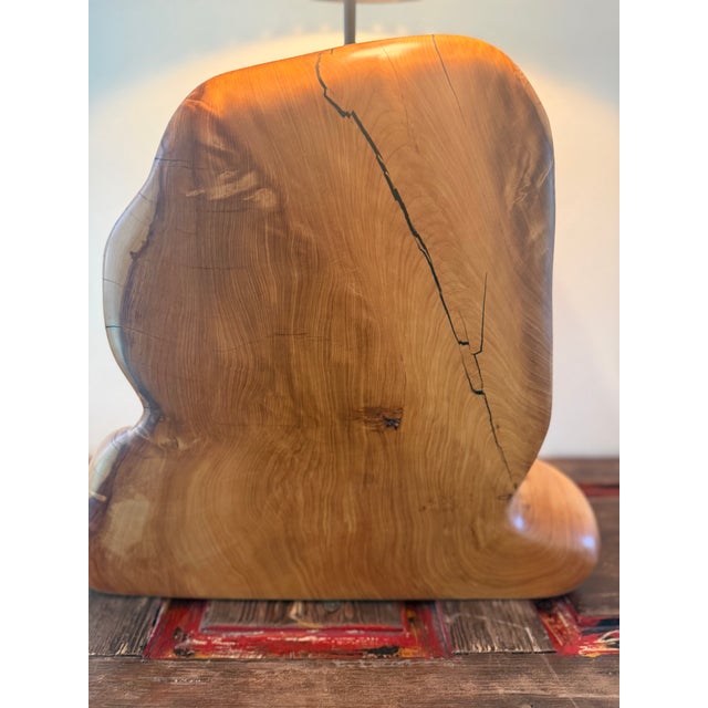 Early 20th Century Southwestern Studio Craft Juniper Slab Table Lamp With Turquoise Inlay & Pierced Metal Shade For Sale - Image 12 of 14