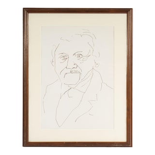 Abstract Ink Portrait Drawing by James L. Bruch For Sale