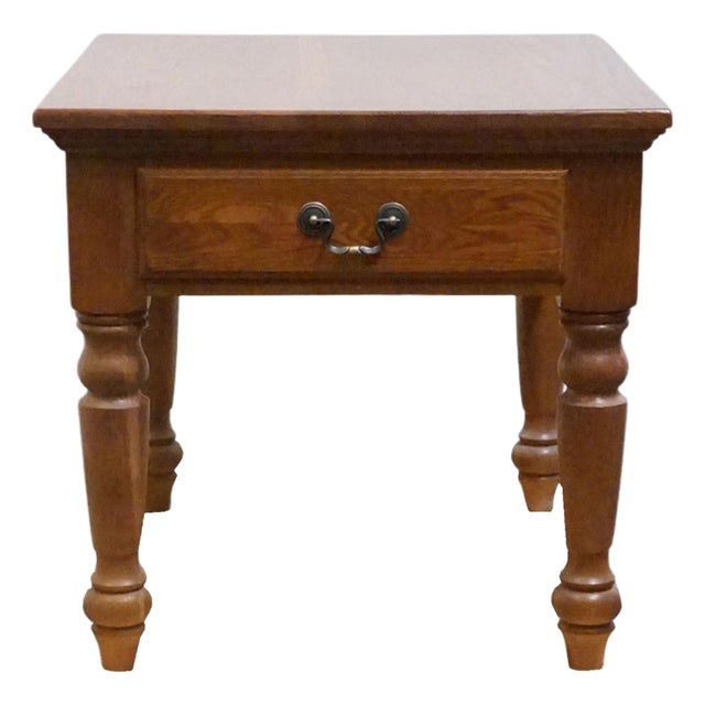 Keller Furniture Solid Oak Country French 24" Accent End Table For Sale