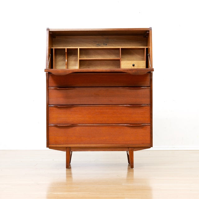 Mid-Century Modern 1960s Mid Century Danish Teak Secretary Desk For Sale - Image 3 of 11