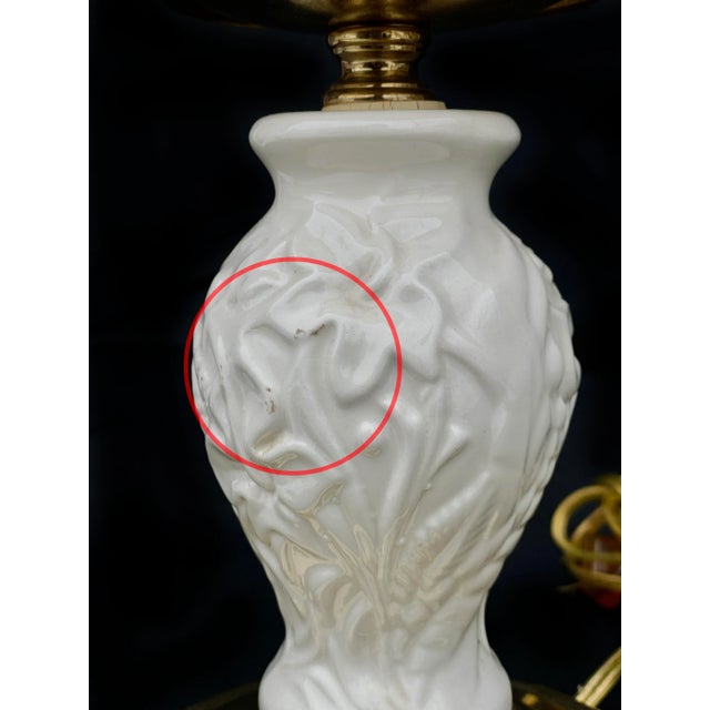1980s Vintage Lenox White Porcelain Classical Boudoir Table Lamp For Sale - Image 5 of 10