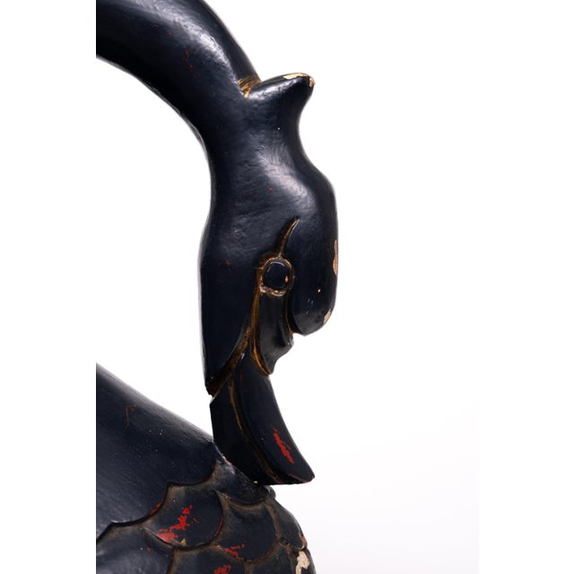 Mid-Century Modern Large Mid-Century Black Wooden Swan, 1960s For Sale - Image 3 of 13