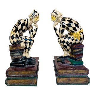 Mid Century Modern Jester Harlequin Bookends - a Pair For Sale