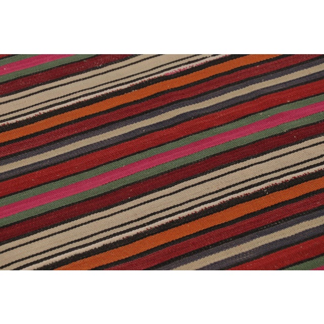 Rug & Kilim Vintage Persian Kilim, Stripes in Rich Red and Vibrant Jewel Tones - Rug & Kilim For Sale - Image 4 of 8