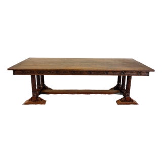 Antique French Renaissance Farmhouse Triple Baluster Dining Table Oak c.1900 For Sale