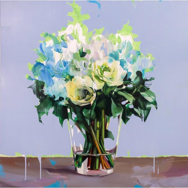 Vanguard 19 by Alpay Efe | Oil on canvas Still life of flowers in a vase For Sale