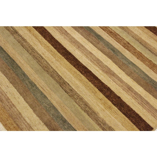 Boho Chic Hand Made Beige/Green Wool Rug - 3'11'' X 5'7'' For Sale - Image 4 of 10