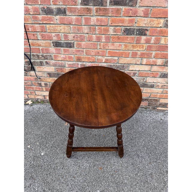 Late 20th Century Antique English Round Side Table For Sale - Image 5 of 10