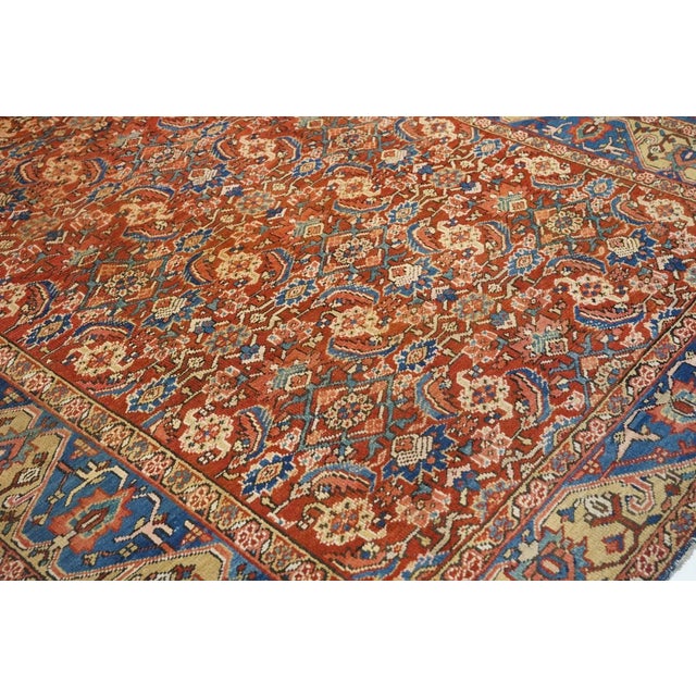 Red Antique Heriz Rug 7'7'' x 11'8'' For Sale - Image 8 of 11