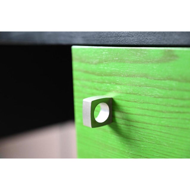 Bauhaus Desk in Green and Black Wood and Chrome Metal, 1980s For Sale - Image 12 of 18