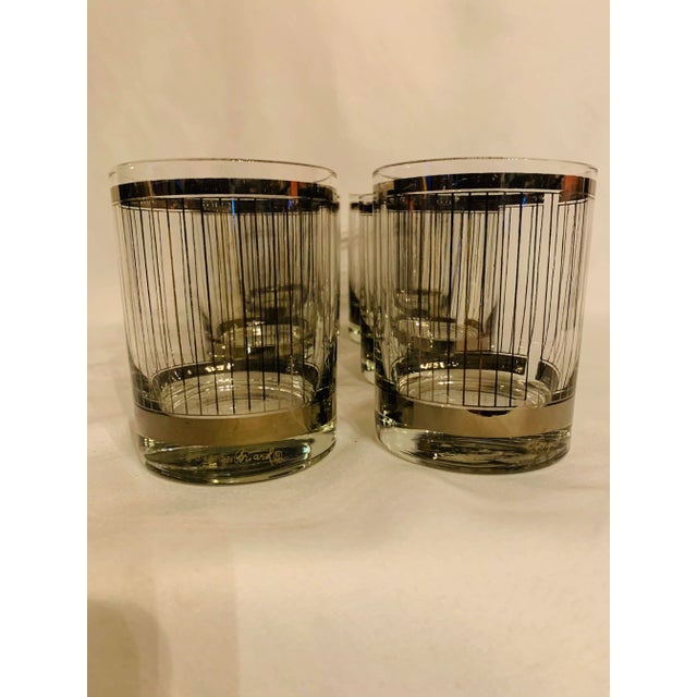 Mid 20th Century Georges Briard Silver Mirror Pin Stripe Low Ball Glasses - Set of 6 For Sale - Image 5 of 12