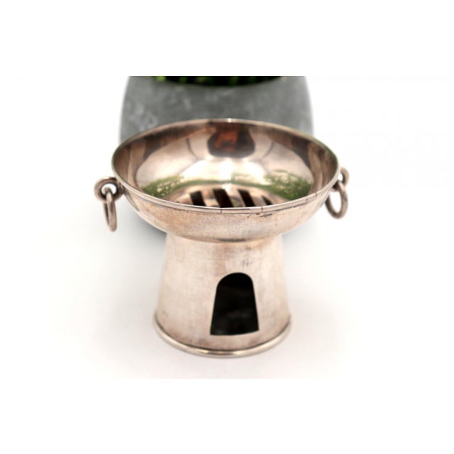 Plain Silver Stove with Rings as Handles For Sale - Image 4 of 6