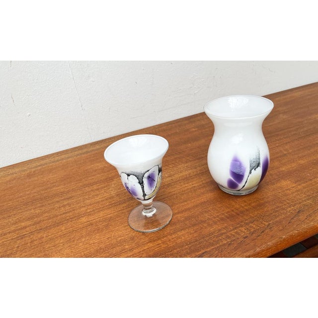 Vintage German Glass Vase and Goblet by Hans Jürgen Richartz for Richartz Art Collection, Set of 2 For Sale - Image 10 of 18