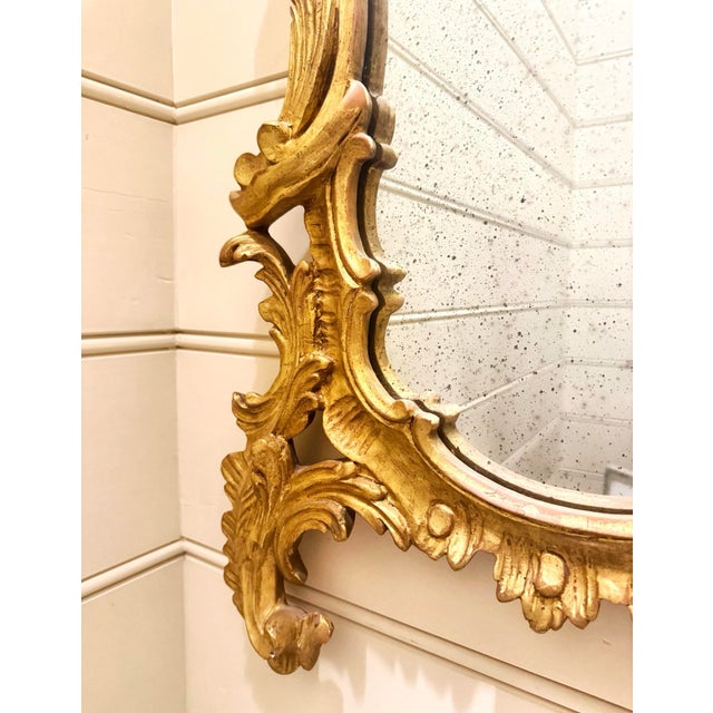 Custom Italian Rococo Mirror With Hand-Carved, Gilt Wood Frame For Sale In Charleston - Image 6 of 12
