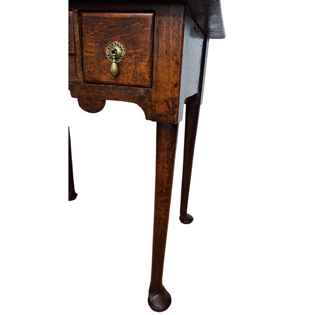 Queen Anne 18th Century Queen Anne Oak Lowboy For Sale - Image 3 of 8