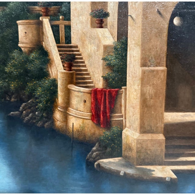 Lionel Kalish, Surrealist Oil Painting Magical Realism Lionel Kalish Italian Home Fantasy Scene, c.1980 For Sale - Image 13 of 15
