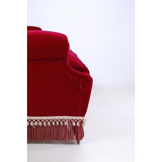 Red Vintage Sofa in Red Velvet, 1950s For Sale - Image 8 of 16