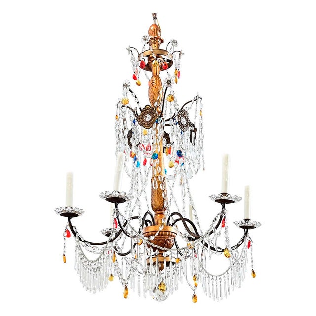Italian 18th Century Giltwood & Crystal Chandelier For Sale - Image 9 of 17