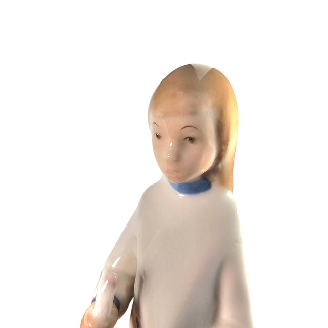 Rex Figurine Girl With Candle Porcelain Hand Painted Figurine For Sale - Image 4 of 7