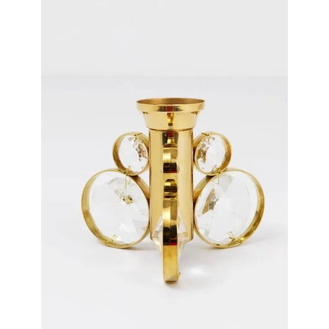 Brass and Crystals Candleholder in the style of Gaetano Sciolari from Palwa, 1970s For Sale - Image 4 of 10