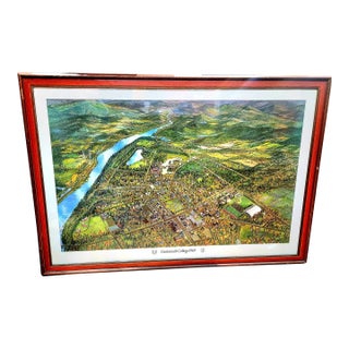 1969 Dartmouth College Bicentennial Map Lithograph, Framed For Sale