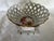 A Chinese Bouquet Pattern, porcelain open weave basket with 2 handles.in rust. The piece is hand painted with red floral...