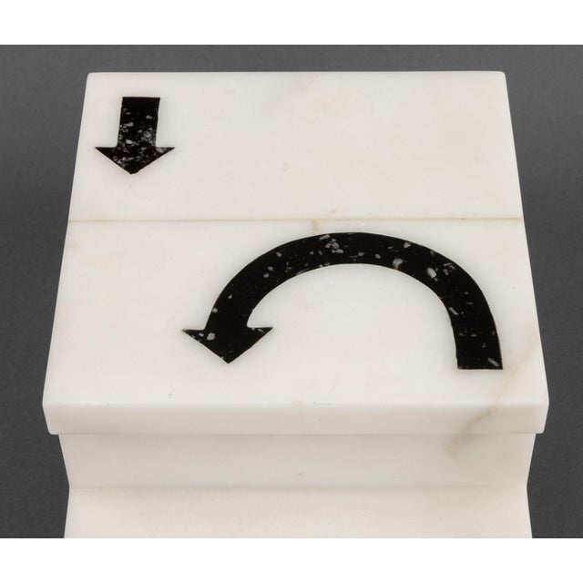 Black Marble Arrow Inlaid White Alabaster Steps For Sale In New York - Image 6 of 9