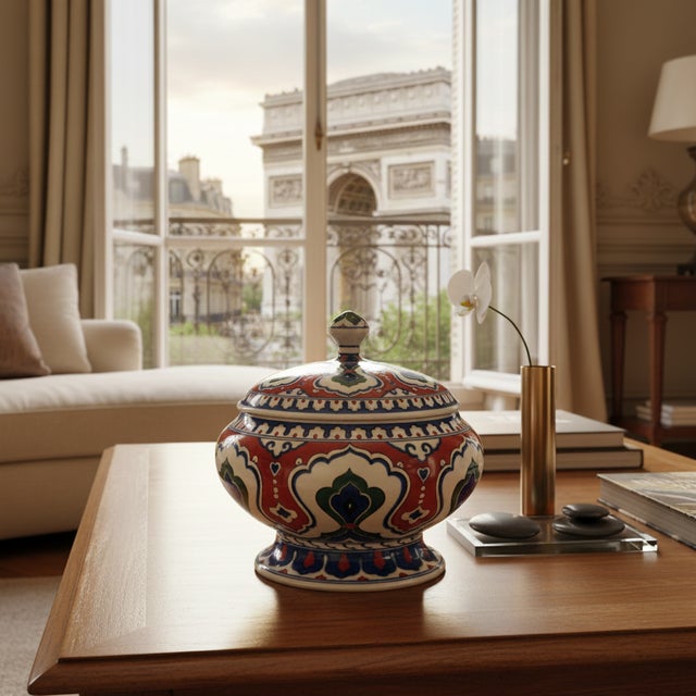 Musée du Louvre Heritage Collection: 16th Century Iznik Quartz Lidded Bowl Replica – Masterpiece Series (Limited Edition) For Sale - Image 6 of 9