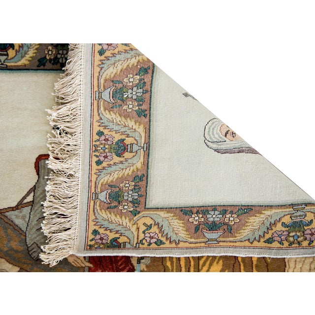 Vintage Persian Tabriz Pictorial Rug For Sale - Image 4 of 15