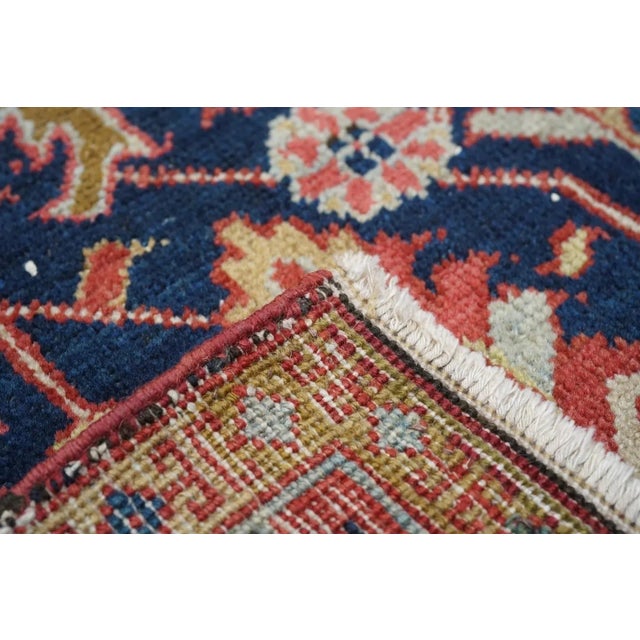 Blue Antique Serapi Rug 4'3'' x 5' For Sale - Image 8 of 9
