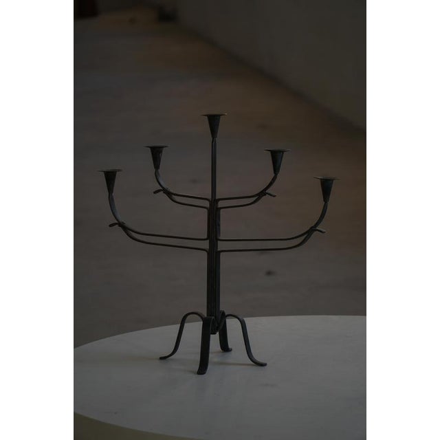 Vintage Scandinavian Brutalist Wrought Iron and Metal Candleholder, 1940s For Sale - Image 13 of 18