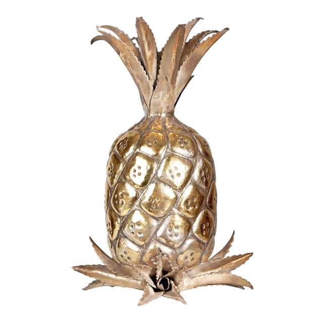 Mid-20th Century Modern Gilt Brass Decorative Pineapple Sculpture/Newel Post, Italy For Sale