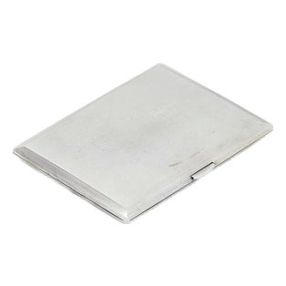 Rectangular Shaped Guilloche Silver Cigarette Case with Spring Lid and Gold Interior For Sale