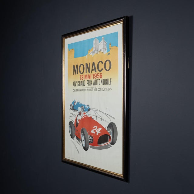Vintage 20th Century Framed 1956 Monaco Grand Prix Poster by Jean Ramel, 1985 For Sale - Image 13 of 15