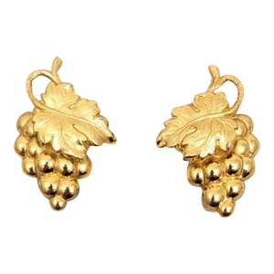 Vintage Signed Napier Book Piece Goldtone Grape Cluster Clip Earrings - 2 Pieces