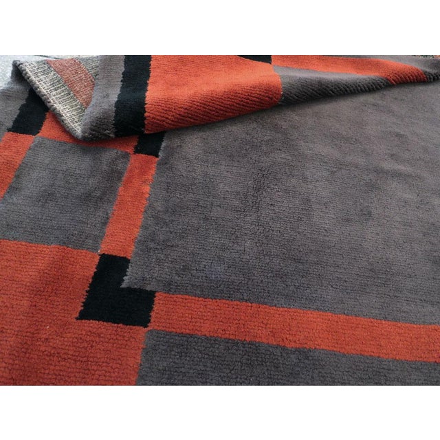 Charcoal Galerie Shabab Collection Mid-20th Century Handmade French Art Deco Accent Rug For Sale - Image 8 of 8