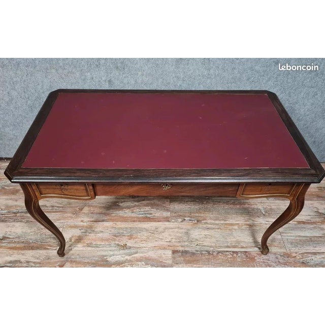 Double-Sided Desk in Rosewood and Copper Inlays, 1850 For Sale - Image 4 of 5