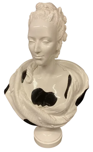 Jean-Baptiste Fournier, Black and White Bust of Marie-Antoinette, 2000s, Resin