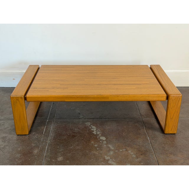 Vintage 1970's Lou Hodges Oak Coffee Table For Sale - Image 4 of 13