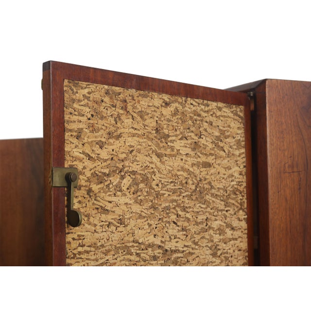Founders Furniture Company Small Credenza Record Cabinet by Founders in Walnut with Cork Front For Sale - Image 4 of 9