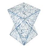 Anais & Bone Inlay Accent Table, Sky Blue & White For Sale