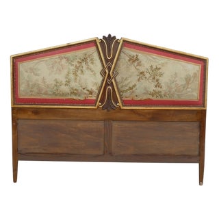 Antique Padded Headboard with Gold Lacquered Profiles, 1950s For Sale